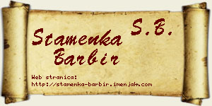 Stamenka Barbir vizit kartica